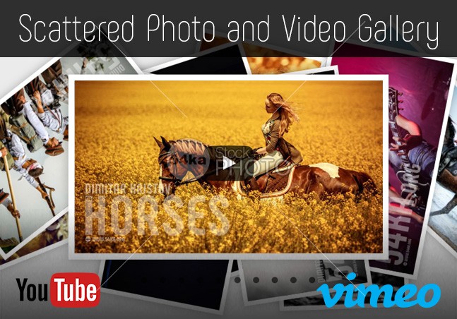 Scattered Photo and Video Gallery – JavaScript – YouTube and Vimeo Gallery YouTube Vimeo video straight Scattered Polaroids Gallery Scattered Responsive random preview polaroid play pictures php photo gallery photo Motion js jQuery JavaScript info images image gallery HTML gallery free flat design 3D Scattered 54ka StockPhoto